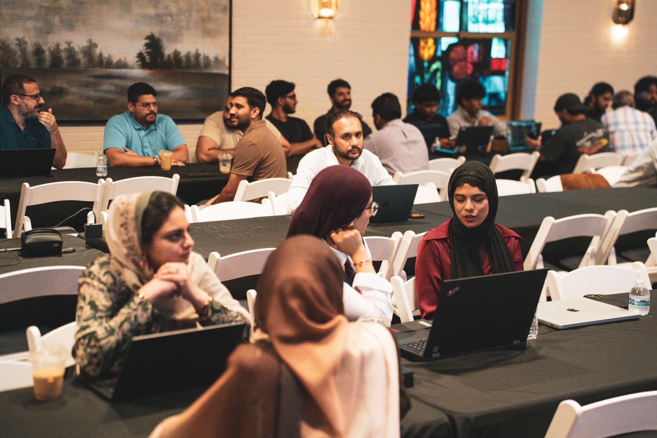 Conversation over laptops
